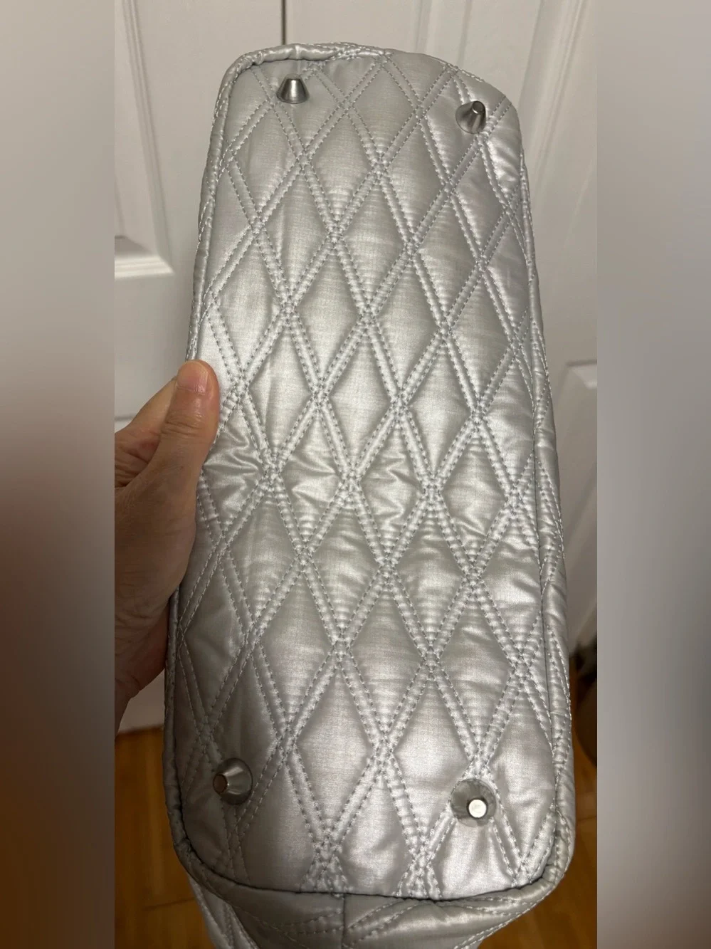 Baggallini Quilted Metallic Silver Tote Bag